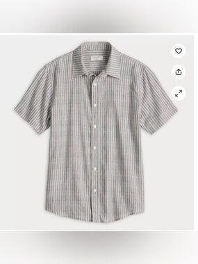 Ocean Current Short Sleeve Stripe Button-Down Shirt - Gray & White